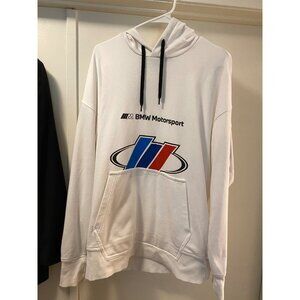 PUMA Mens Bmw Mms Street Hoodie Athletic Outerwear Casual Pockets White LG
